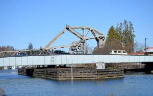 DAN HAMMOCK | THE DAILY WORLD 
The Heron Street Bridge in Aberdeen in the foreground, with the Wishkah Street Bridge behind. The Heron Street Bridge is scheduled for predesign work on replacement in 2024. The recently passed federal infrastructure bill includes about $605 million for bridge replacement and repairs statewide over five years.