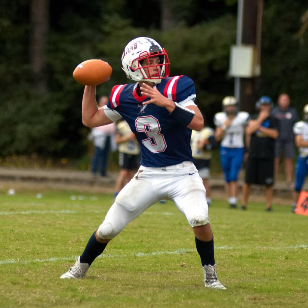 DAILY WORLD FILE PHOTO
Pe Ell-Willapa Valley quarterback Tyler Adkins was named an Honorable Mention as the 2B Pacific-Coastal (North) League announced its all-league team on Monday.
