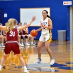 RYAN SPARKS | THE DAILY WORLD Aberdeen guard Maddi Gore reads the floor during Aberdeens 66-28 loss to WF West on Tuesday in Aberdeen. Gore led the Bobcats with 13 points.