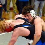 PHOTO BY SUE MICHALAK BUDSBERG Montesanos Mateo Sanchez, right, gains the advantage against Eatonvilles Hunter Sonnenberg in the 182 pound championship match at the WIAA 1A Region 1 Championships on Saturday in Hoquiam.