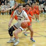 RYAN SPARKS | THE DAILY WORLD Montesano junior forward McKynnlie Dalan (34) returned to action after suffering a knee injury in the season-finale to score 21 points and grab 15 rebounds to lead the Bulldogs to a 59-52 win over Zillah in a 1A Regional game on Saturday at WF West High School in Chehalis.