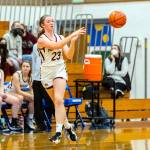 PHOTO BY SHAWN DONNELLY Montesano senior Paige Lisherness, seen here in a file photo from a game on Feb. 19, 2022, scored 15 points to lead the Bulldogs to a 40-26 win over Freeman in a WIAA 1A State Girls Basketball Tournament quarterfinal game on Thursday in Yakima. Lisherness suffered an ankle injury in the fourth quarter and did not return to the game.