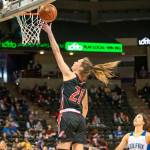ERIC TRENT | THE CHRONICLE Raymonds Kyra Gardner scores during the Seagulls 67-34 loss to Colfax in the 2B State quarterfinal round on Thursday, March 3, 2022 at the Spokane Arena. Gardner scored 21 points to surpass Ronalda Dunn as the schools all-time leading scorer.