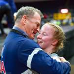 JIM THRALL | MATFOCUS.COM Grays Harbor Choker Tatum Pine, right, and her father and head coach Kevin Pine were all smiles after Tatum won the NCWA National Championship in the womens 130 pound weight class on Saturday in Allen, Texas.