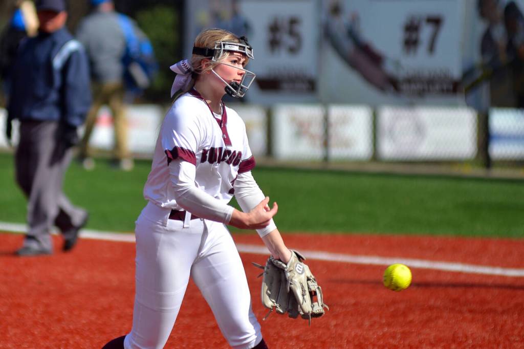 RYAN SPARKS | THE DAILY WORLD Montesano pitcher Riley Timmons allowed just one earned run and two hits in leading the Bulldogs to a 9-8 win over Lakeside (Nine Mile) on Tuesday in Montesano.