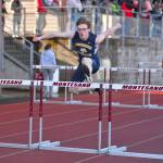 RYAN SPARKS | THE DAILY WORLD Aberdeens Collin Babineau won both the boys 110- (pictured) and 300-meter hurdle races at the Ray Ryan Memorial Grays Harbor Championships on Friday in Montesano.