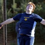 RYAN SPARKS | THE DAILY WORLD Aberdeen sophomore Tyler Bates, who is the top 2A class discus thrower this season, won the event with a mark of 145 feet, seven inches at the Ray Ryan Memorial Grays Harbor Championships on Friday in Montesano.