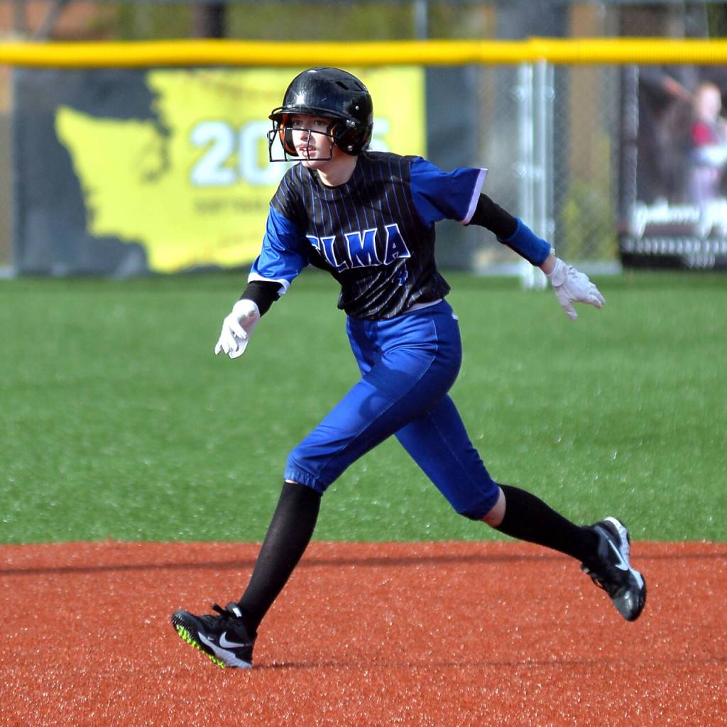 RYAN SPARKS | THE DAILY WORLD Elmas Hannah Warren smacked a two-run double in the second game of a doubleheader against Montesano on Tuesday at Montesano High School.
