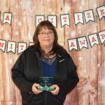 Photos by Allen Leister | The Daily World 
Cindy Myles Heller accepts her award for Citizen of the Year at the 2022 Elma Citizen of the Year event at Elma Eagles Banquet Hall on April 29, 2022 in Elma.