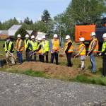 Allen Leister | The Daily World 
Grays Harbor College board members and facility staff pose for the celebratory groundbreaking ceremony to kick off the beginning of the Student Services & Instruction Building construction on May 17, 2022, at Grays Harbor College in Aberdeen.
