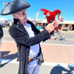 Matthew N. Wells | The Daily World 
Ron Schmidt, and his 45-year old macaw named Jazz, were a sight to see on Friday, June 24, 2022, for fair attendees at the Rusty Scuppers Pirate Daze festival in Westport. Schmidt was cheefully showing off what she could do, and was insistent on those who wanted photos of the duo to take selfies with him. Schmidt was just happy to play like a kid again.