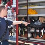 Matthew N. Wells | The Daily World 
Cody Lakner, firefighter and paramedic for Aberdeen Fire Department, shows part of the tool checks that he goes through daily. He also checks fluids on the engine, the self-contained breathing apparatus (SCBA) bottle levels, and everything else on the engine to make sure its good to go.