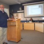 Matthew N. Wells | The Daily World
Keith Bloom, construction manager for the Stewart Field Turf Project, gave an update on the project that left Aberdeen High School football players, Aberdeens head football coach Todd Bridge, and a few parents, upset. The update provided information on why the projects completion date could force Aberdeens first two home football games to be played in Hoquiam and Montesano.