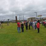 While the crowd was only a few dozen people at its height, drivers could be seen shouting and honking their support, as well as thier opposition to U.S. Senate candidate Tiffany Smiley during her speech at Zelasko Park in Aberdeen on Saturday, July 23, 2022. (Allen Leister | The Daily World)
