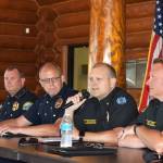 Matthew N. Wells | The Daily World 
Dave Golding, interim fire chief for Aberdeen Fire Department, speaks about the recruitment and retention issues that face not only his department, but Hoquiam Fire Department, Aberdeen Police Department and Hoquiam Police Department on Tuesday, July 26, 2022, at the Greater Grays Harbor, Inc. business forum luncheon at Rotary Log Pavillion.