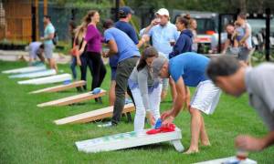 Photo Courtesy of Montesano Chamber of Commerce 
The Cornhole Tournament in Fleet Park is one of the top highlights of the Monte Brew Festival. Between 20 and 25 teams of two compete bracket style for a lucrative cash prize that is raised by businesses within the community of Montesano.