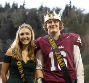 Ryan Sparks | The Daily News
Hoquiam High School's King Jake Templer and Queen Katrina Jones were honored during last Friday's football game.