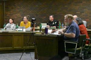 Aberdeen City Council President Kati Kachman speaks Wednesday night, Sept. 28, during the Aberdeen City Council meeting. During the meeting the city council voted for $7 million to be uncommitted from the Gateway Center project. (Matthew N. Wells | The Daily World)