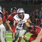 PHOTO BY JUSTIN DAMASIEWICZ Montesano quarterback Jayden McElravy (11) rushed for 120 yards and two touchdowns in a 35-14 victory over Shelton on Friday at Shelton High School.