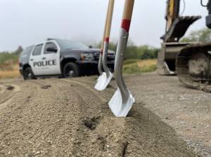 Michael S. Lockett | The Daily World 
Aberdeen police and city officials broke ground on a new firing range on Oct. 7, 2022, dedicated to a former officer with the department.