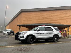 The Hoquiam police and fire departments responded to grass fires reported early Thursday morning, Oct. 20, at Olympic Stadium. The fires are being considered suspicious, according to police. (Michael S. Lockett / The Daily World)