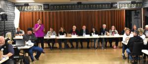 13 candidates vying for an elected office, ranging from state-level to county-level, answered questions from a crowd of voters on Wednesday, Oct. 18 at a candidates forum in Elma. (Allen Leister | The Daily World)