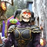 Matthew N. Wells / The Daily World
Grave Warrior, a skeleton soldier with an axe helps greet neighbors who wander along North 1st Street in Montesano on Tuesday afternoon. The animatronic character is part of the grand display that Kevin Farley, of Montesano, sets up in the front yard of his home, which sits at the intersection with West McBryde Avenue. Farley loves putting smiles on his neighbors faces. He cant wait to do the same thing at Christmastime.