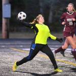 RYAN SPARKS / THE DAILY WORLD 
Elma goal keeper Emmie Spencer earned a clean sheet in regulation and made a key save in a penalty-kick shootout to help lead the Eagles to a 1A District 4 Championship on Saturday, Nov. 5, in Tenino.