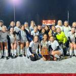 RYAN SPARKS / THE DAILY WORLD 
The Elma Eagles girls soccer team defeated Montesano 1-0 (5-4 on penalty kicks) to win the 1A District 4 Championship on Saturday, Nov. 5, at Tenino High School. It was the first district title for the program since 1998.