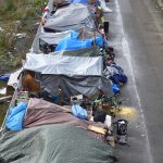 Matthew N. Wells / The Daily World 
A homeless encampment sits south of Aberdeens downtown core Thursday, with tented roofs, old bicycles and a few shopping carts that homeless residents have compiled for shelter.