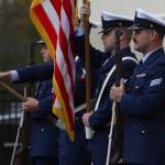 Michael S. Lockett / The Daily World 
A Coast Guard color guard from Coast Guard Station Westport presents the colors during a Veterans Day ceremony at St. Mary School on Nov. 10.