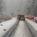 Grays Harbor Scanner 
Reports of heavy snow on state Route 8 between Olympia and McCleary started rolling in Monday night. Drive with care and expect delays. Traffic was backed up in both directions with multiple spin outs and vehicles in ditches. By 5:30 p.m. Monday the Washington State Patrol requested a truck with sand due to the road being all black ice.