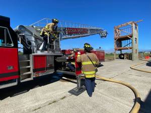 IAFF Local 2109 / Kara McDermott
Members of the Ocean Shores Fire Department carry out a training exercise. The department is currently experiencing an issue getting funding for more staffing, even as call volume appears to be headed in one direction.