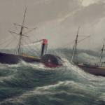 Library of Congress
A lithograph by Day & Son shows the steamship SS Pacific rescuing the crew of another ship during a heavy gale in December 1852.