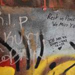 One of many messages that wish the late-Kurt Cobain, who was born in Aberdeen and was the founder of Nirvana, peace since his death in 1994. Cobain, whose influence is seen throughout the city, is credited with founding the Grunge rock genre. (Matthew N. Wells / The Daily World)