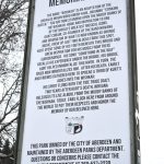 The two-sided sign, which shows Kurt Cobains face and his birth and death dates, explains how the Young Street Bridge and the Muddy Banks of the Wishkah, over which the bridge flows, are home and inspiration to one of the worlds greatest musical icons. The ownership of the park, dedicated April 5, 2011, was turned over to the city of Aberdeen in 2015. Black markings from this side of the sign have recently been washed off of the sign to the chagrin of some fans. (Matthew N. Wells / The Daily World)