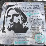 The plaque, which is posted on the guitar statue at Kurt Cobain Memorial Park shows the date the park was dedicated — April 5, 2011 — in North Aberdeen. The park sits at the base of the Young Street Bridge, which is slated to be replaced in the next few years. Recently, a local historian reached out to the city to air his concerns about the bridge and the park. (Matthew N. Wells / The Daily World)