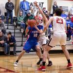 ALEC DIETZ | THE CHRONICLE Willapa Valley guard Riley Pearson (12) looks to get past the Mossyrock defense in a 51-49 win on Friday at Mossyrock High School.