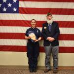 Courtesy of Ocean Shores VFW
 Firefighter Kara McDermott receives Firefighter of the Year award from Ocean Shores VFW Post 8956 Commander Sam Nations.