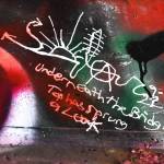 photos by Matthew N. Wells / The Daily World
There are many personal messages scribed underneath the Young Street Bridge in North Aberdeen. The bridge, which carries vehicles and pedestrians across the Wishkah River, is known for being a former hang out of the late Kurt Cobain, who founded Nirvana and who is from Aberdeen. This message shows lyrics from the song Something in the Way, which Nirvana produced about the Young Street Bridge. In the next few years, the bridge is anticipated to come down and be replaced.