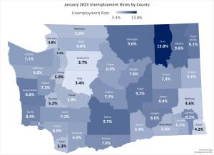 Photo Courtesy of ESD
Grays Harbor County saw its unemployment rate rise for the fourth consecutive month to 8.8% in January, positioning the county as the seventh highest jobless rate across the state, according to new data released by the Washington Employment Securities Department. The increase is 1.2% higher than what was reported in December 2022