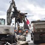 Clayton Franke / The Daily World 
The Aberdeen Public Works Department worked for much of the day Friday, March 10, to clear makeshift structures, debris and trash from the homeless camp on East River Street.