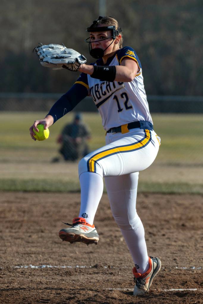 PHOTO BY FOREST WORGUM Aberdeen pitcher Lilly Camp surrendered just one hit in an 11-1 victory over Hoquiam on Wednesday at the Bishop Sports Complex in Aberdeen.