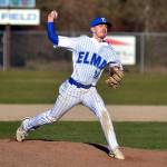 RYAN SPARKS | THE DAILY WORLD Elma relief pitcher Ethan Camus threw three scoreless innings in Elmas 8-4 win over Black Hills on Wednesday in Elma.