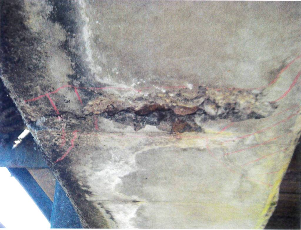 The damage shown here, according to the most recent North Aberdeen Bridge reports, show delamination and spalling on a part of the bridge, also known as the Young Street Bridge. (Courtesy of city of Aberdeen.)