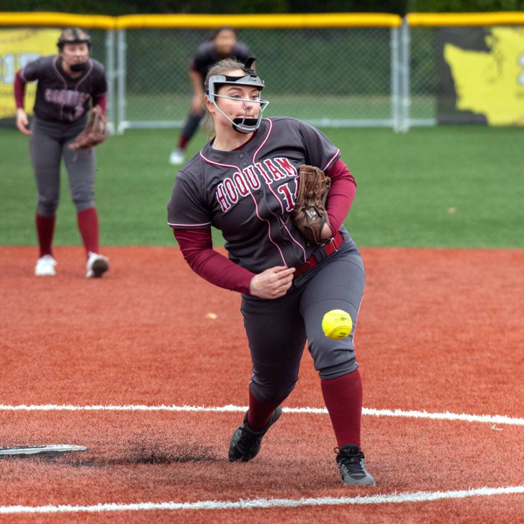 PHOTO BY FOREST WORGUM Hoquiam starting pitcher Carron Blood pitched a complete-game in a 3-2 win over Montesano on Tuesday in Montesano.