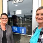 Photos by Matthew N. Wells / The Daily World
Shelly Dixon, left, and Diane Johnson stand outside the front door to their new business, Two Broke Chics  2605 Simpson Ave., in Hoquiam. The delis co-owners talked about opening a sandwich shop for months and the good news for deli-starved Harborites is they can now get their sandwich fix from two experienced artisans.