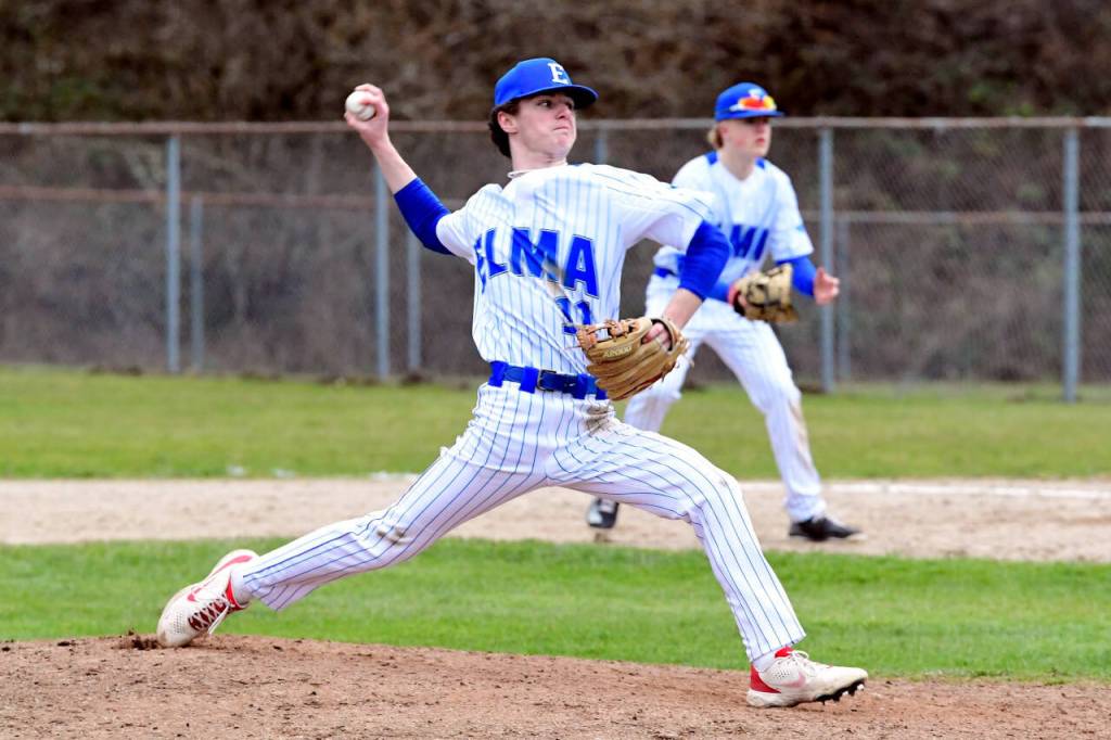 PHOTO BY CHRYSTAL WELD Elmas Cameron Green pitched five scoreless innings to lead the Eagles to a 4-0 victory over Hoquiam in the nightcap of a double header on Wednesday in Elma.