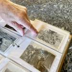 Jim Evans, a Marine veteran of Korea and one of the Chosin Few, points out photos of some Grays Harbor Marines during the war.