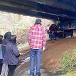 Courtesy of Joe Ty
A small crowd gathered to watch Juliet Tango perform original songs, along with some Nirvana covers, underneath the Young Street Bridge on Wednesday, April 5.
